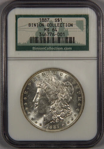 1887 Morgan Silver Dollar NGC MS64 Binion Collection $1