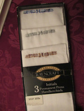 NIB VINTAGE SET OF THREE INITIAL MEN'S HANDKERCHIEFS "H" - TOWNCRAFT - PENNEYS