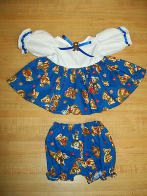TEDDY BEAR LOVE DRESS+ PANTY W/RIBBONS+ BUTTON  for 16'' CPK  CABBAGE PATCH KIDS 