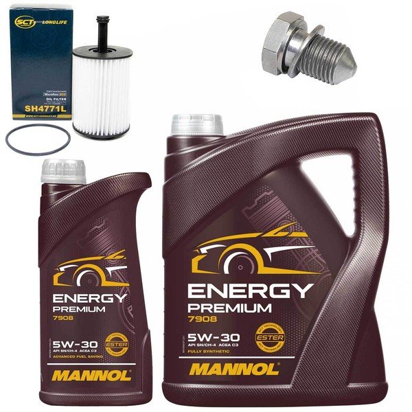 MotoröL Filter Set Mannol 5W-30 API 6 Liter + Schraube FüR Seat VW Transporter V-image