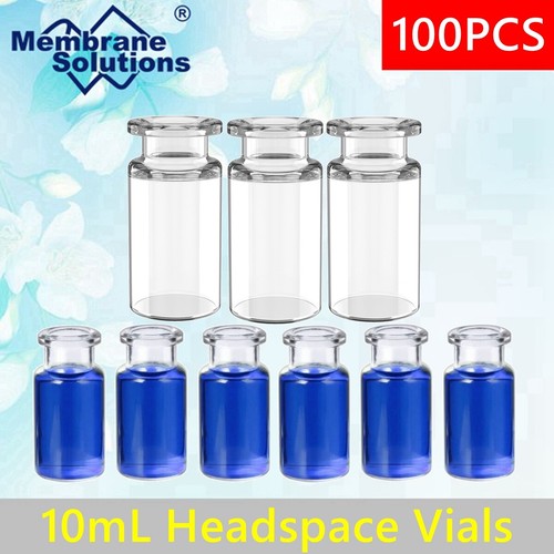 Frascos de vidrio de 1000-10 ml Frasco de espacio de cabeza transparente Tapas de prensado de 20 mm Muestra inferior plana - Imagen 16 de 17