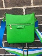 NWT $258 Kate Spade Hudson Sm Pebbled Lthr Messenger Crossbody Turf green multi