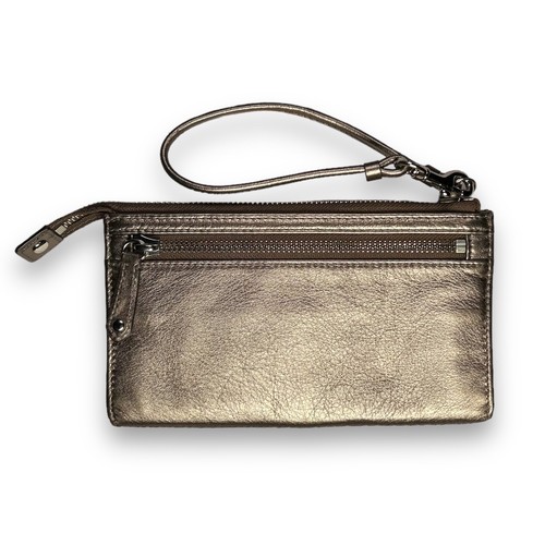 Coach Metallic Bronze Gold Pleated Front Wristlet - “Sanna - Picture 2 of 24