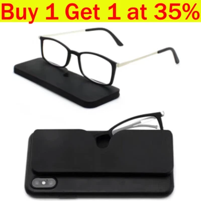 Nose Clip Optics Ultra Thin Reading Glasses W/ Case Mini Portable Unisex 1.0-3.0