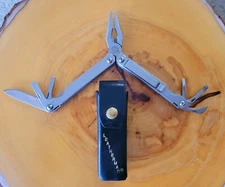 Vintage Leatherman Sideclip Multitool Shiny Rare Pat Pend Leather Case 1297 0198