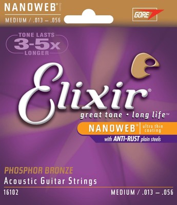 Elixir Medium 13-56 Gauge Phospher Bronze Acoustic Guitar Strings