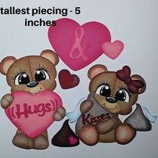 HUGS KISSES VALENTINE BEARS premade paper piecing 3D die cut SET by Rhonda