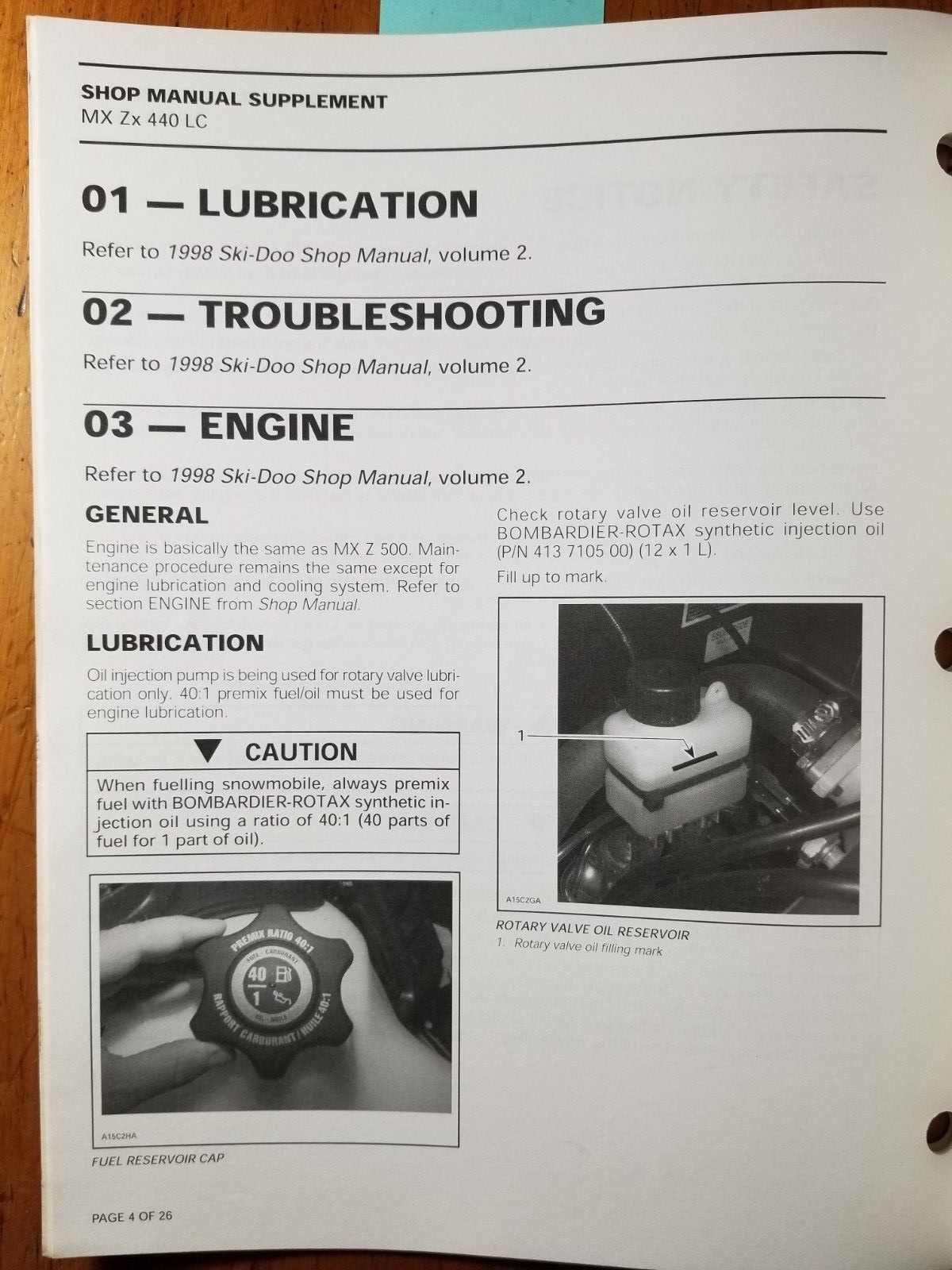 Ski-Doo 1998 Tundra R Touring SLE Snowmobile Shop Service Manual Supplement  | eBay