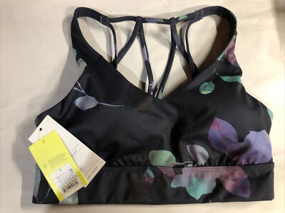Women's All In Motion Light Support Multi-Strap Longline Bra Floral Navy S