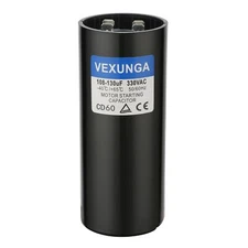 108-130 uF MFD 330 VAC 50/60 Hz Round Motor Start Capacitor CD60 Single Phase...