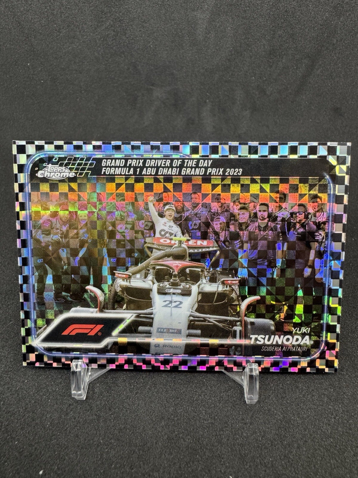 2024 Topps Chrome F1 Yuki Tsunoda Grand Prix Driver Of The Day #180 Checkerboard