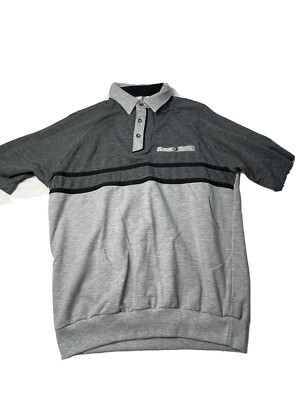 VTG 80s Classics by Palmland Club Polo Shirt Short Sleeve Gray Black Men's L
