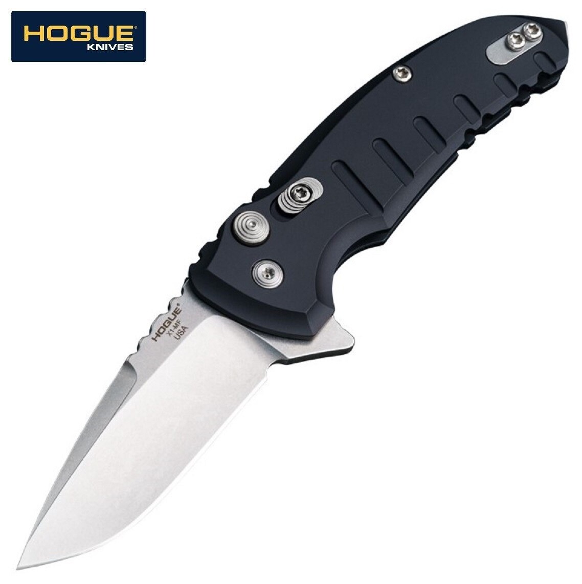 Hogue X1-Microflip CPM-154 Tumbled Blade, Black Aluminum Handles 
