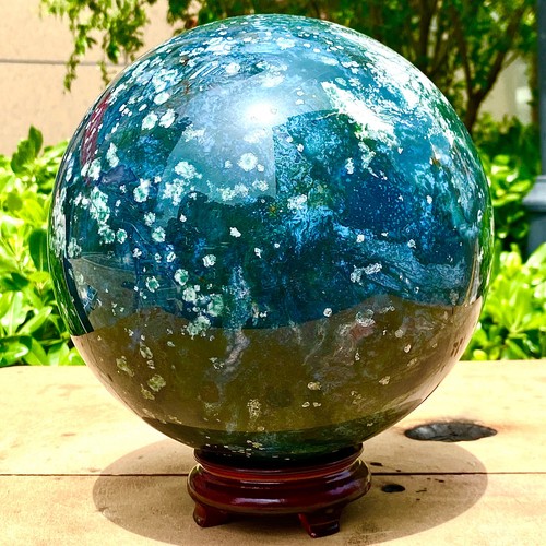 27.83LB Natural Water Grass Agate Ball Quartz Crystal Ball Healing - 第 1/13 張圖片