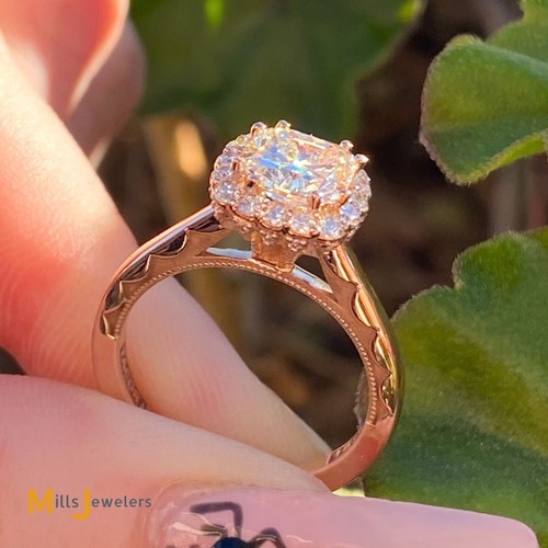 Tacori 18K Rose Gold 1.46ctw GIA-CERTIFIED Diamond Halo Engagement Ring Sz 5.25 - 第 2/15 張圖片