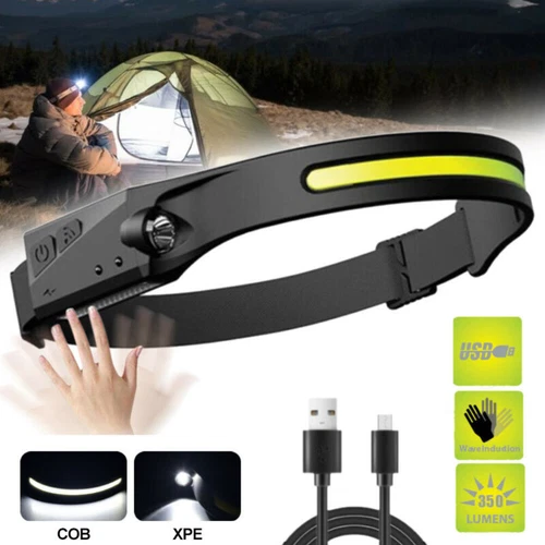 2X Waterproof COB Headlamp Night Buddy LED Sensor 230° Head Torch Headlight Lamp - Picture 3 of 12