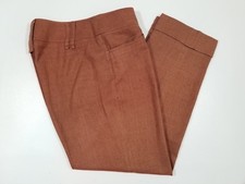 Dolce Gabbana 30 44 Pant Silk Dress Knit Capri Rust Brown Red Cuff Texture Linen