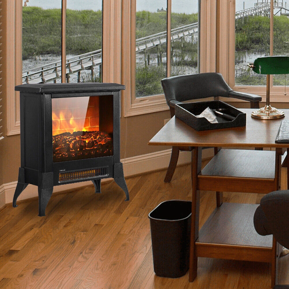 14u0026#034; Electric Fireplace Fire Fake Wood Flame Heater Stove Adjustable  Burner 1400W | eBay