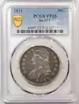 1811 Capped Bust Half Dollar PCGS VF-25 Small 8