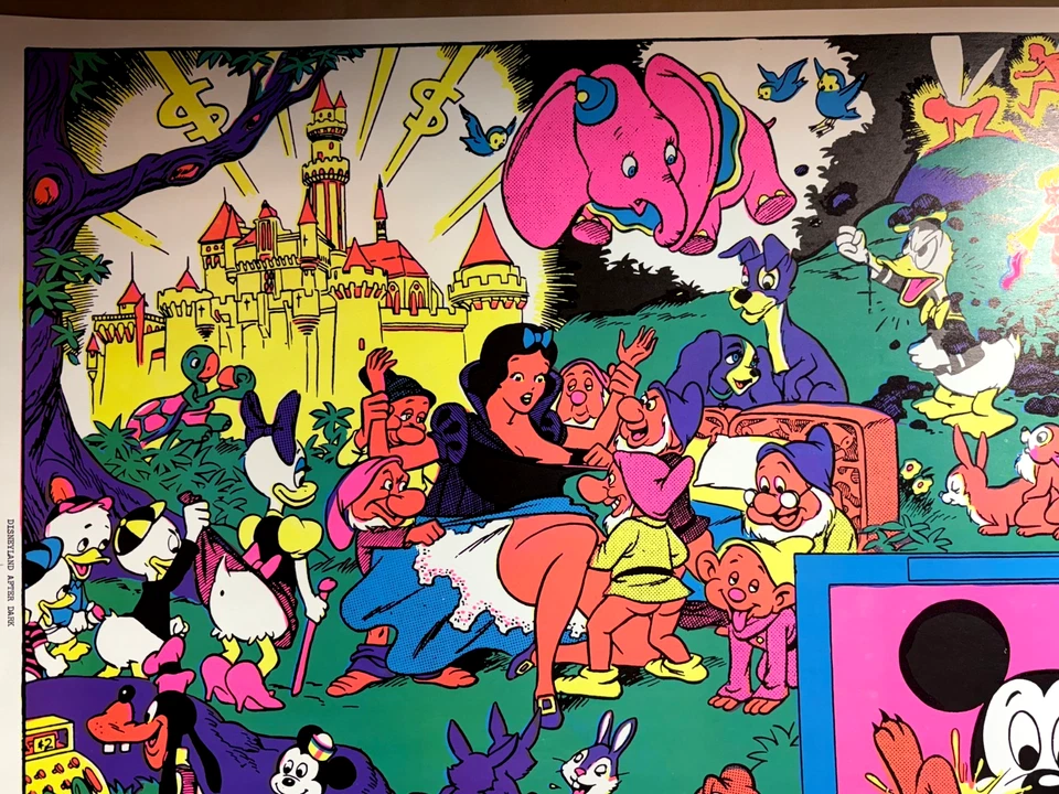 DISNEY AFTER DARK VINTAGE 1970's BLACKLIGHT HEADSHOP POSTER By WOLLY WOOD #2 - image 2 of 4