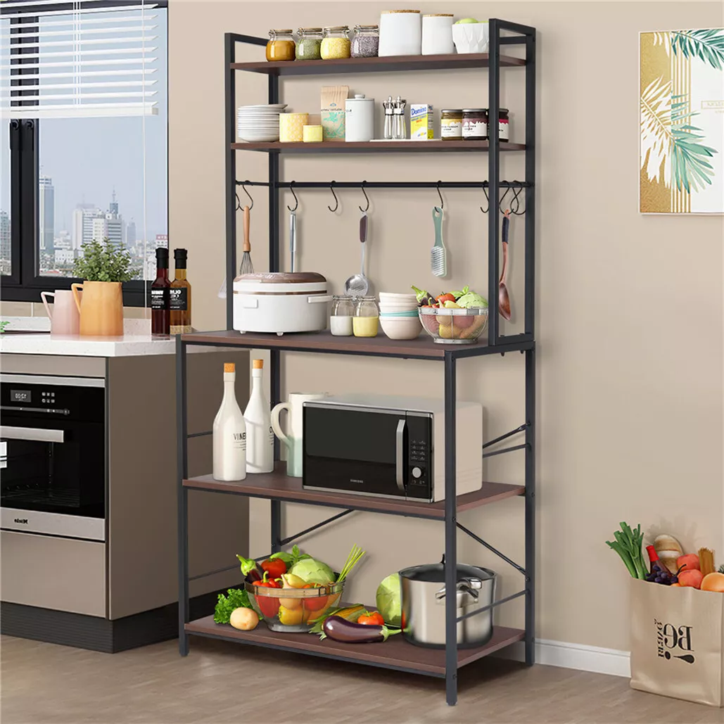 5-Tier Kitchen Bakers Rack Utility Storage Shelf Microwave Oven