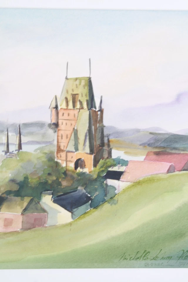 Pintura acuarela Quebec Canadá firmada Michelle Lemay Flesher 1971 Foto 4 de 4