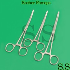 Set Of 3 Kocher Hemostat Forceps Curved 6" 7" 8" Surgical Veterinary Instruments