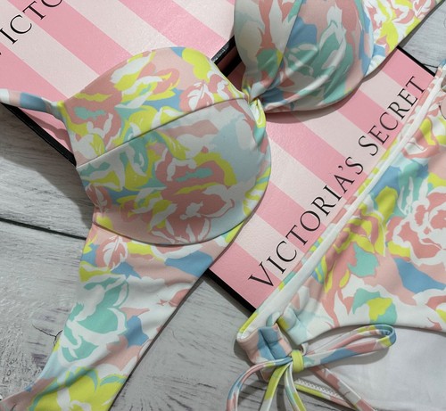Victoria's Secret Swim Twist Removable Push-Up Side Tie Bikini Bottom Set Camo - Picture 4 of 4