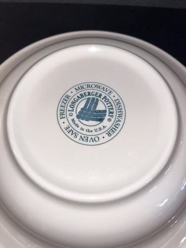 Longaberger Pottery Woven Traditions Classic Green 12" Round Pasta Serving Bowl - Picture 7 of 8