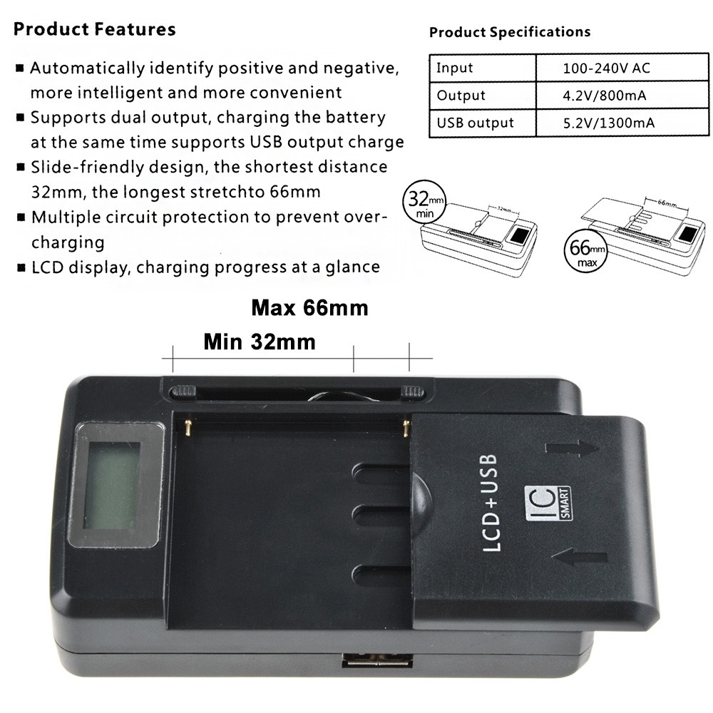 Universal LCD Battery Charger for Nokia N900 5233 5228 5235 5800XM 5230 Nuron