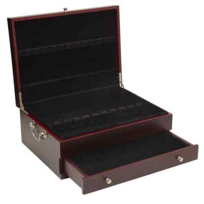 Wallace H1199 Dark Walnut Lined Drawer Stainless-Steel Flatware 15in Chest