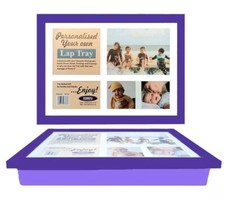 Personalised Wooden Lap Tray Breakfast Laptop Table With Bean Bag Soft Cushion