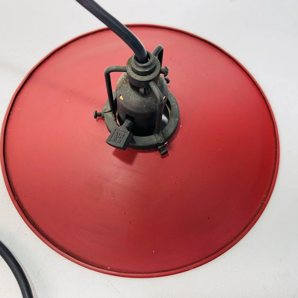 Pingente giratório de disco vermelho industrial vintage rejuvenescimento. Comprimento do cabo 66' - Imagem 4 de 4