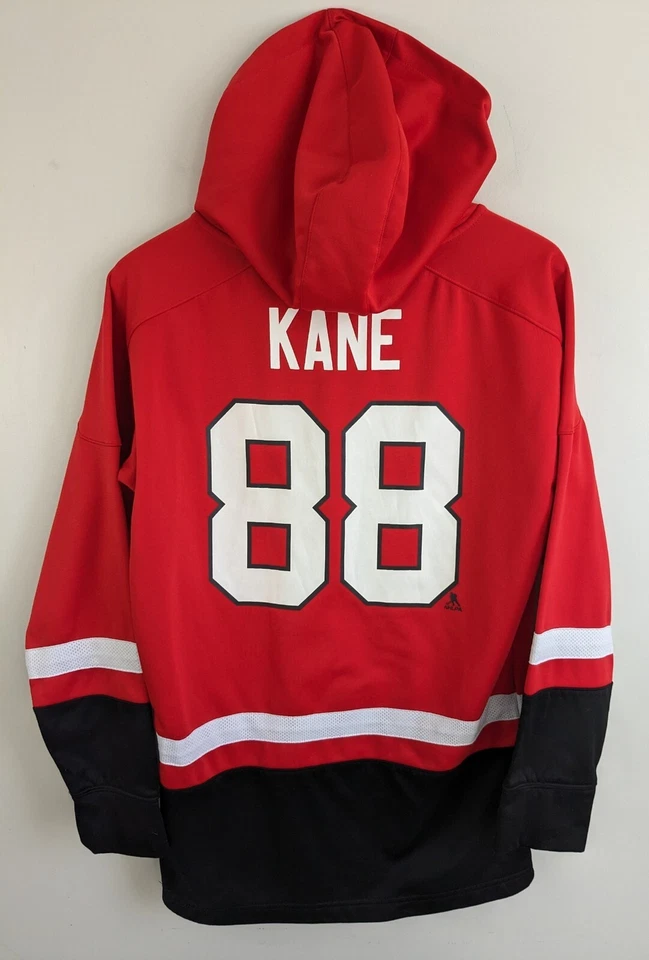 NHL Chicago Blackhawks Red Hoodie Sweatshirt Kane #88 Fanatics Lace Up S Jersey - Image 3 of 4