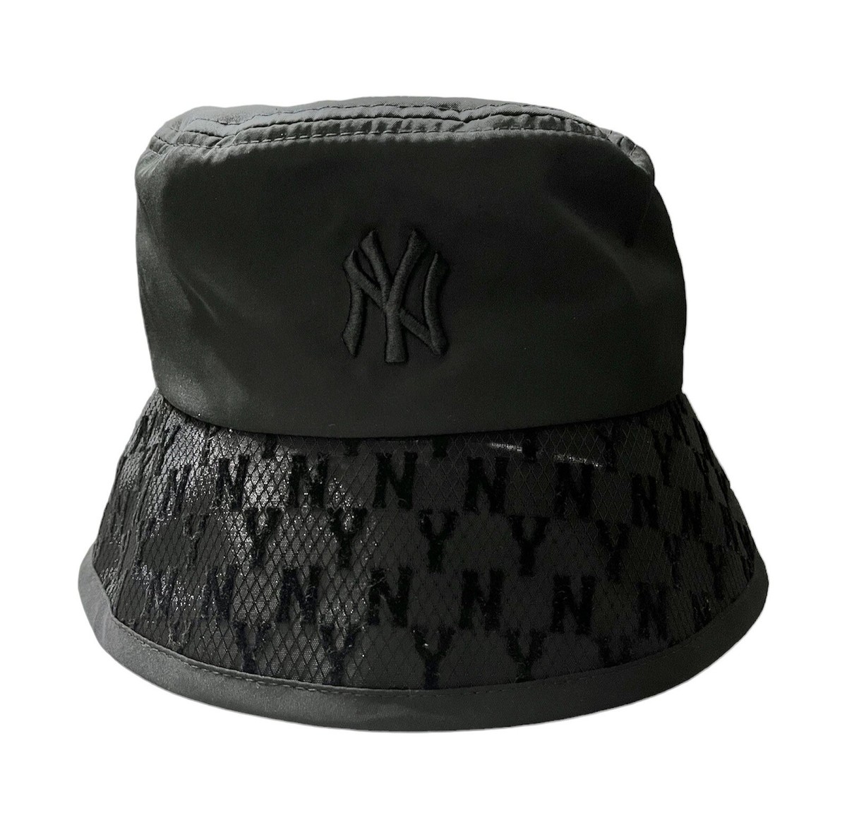 キャップ MLB Korea Basic One Point Washing Bucket Hat NY Black 3AHTB0 MLB KOREA EXCLUSIVE New York Yankees Monogram Glam Mesh