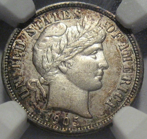 = 1905-S AU53 NGC BARBER DIME, Super EYE Appeal, FREE Shipping