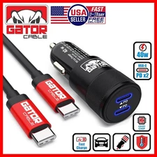 USB C To USB C Cable PD 40W Dual Type C Car Charger Adapter For Samsung iPhone