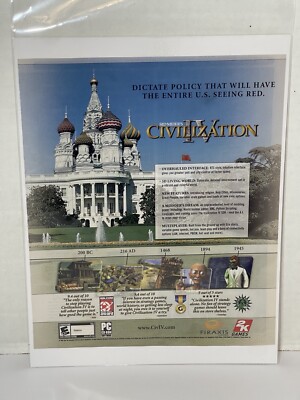 Sid Meier s Civilization IV PC Vintage Print Ad 2005 Strategy Game Promo Art