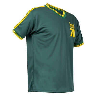 Brazil 70 Green Football Jersey Sport T-shirt Fans Retro Design