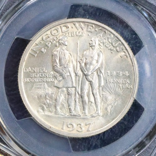 Medio dólar conmemorativo del bicentenario Daniel Boone 1937 50c - graduación profesional MS 64 - Imagen 5 de 6