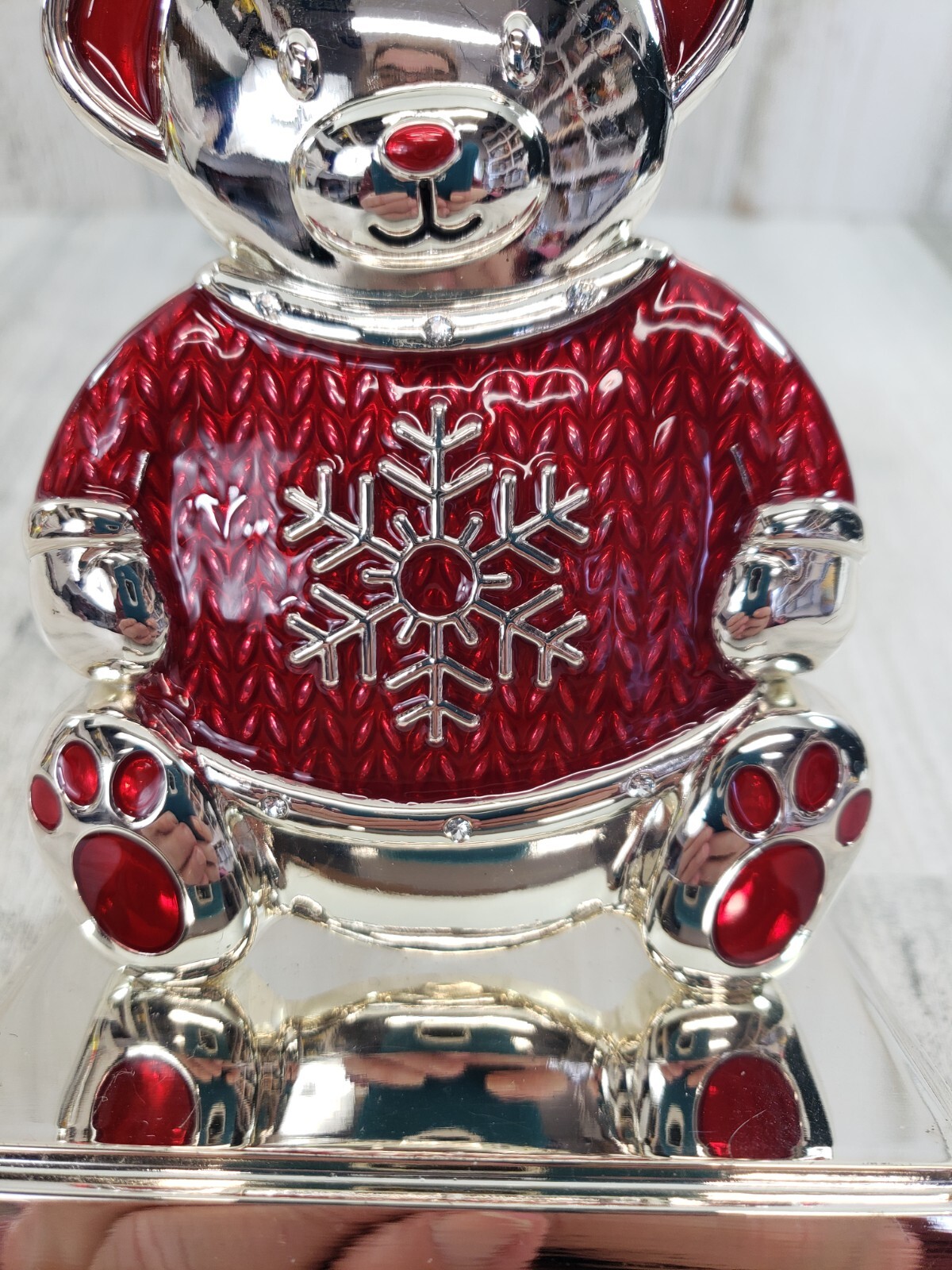 Harvey Lewis Teddy Bear Christmas Stocking Holder Red Snowflake eBay