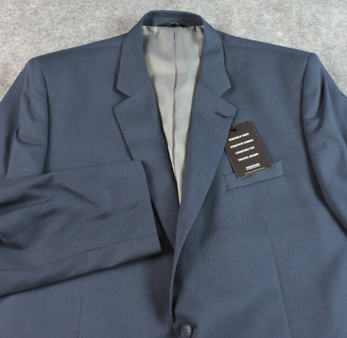 Haggar Mens 50 Regular Classic Fit Wrinkle Free Smokey Blue Blazer Suit Jacket - Picture 4 of 18