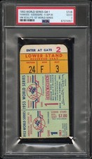 1953 WORLD SERIES GAME 1 TICKET VIN SCULLY WS B/C DEBUT🔥BERRA/HODGES HRS PSA 2
