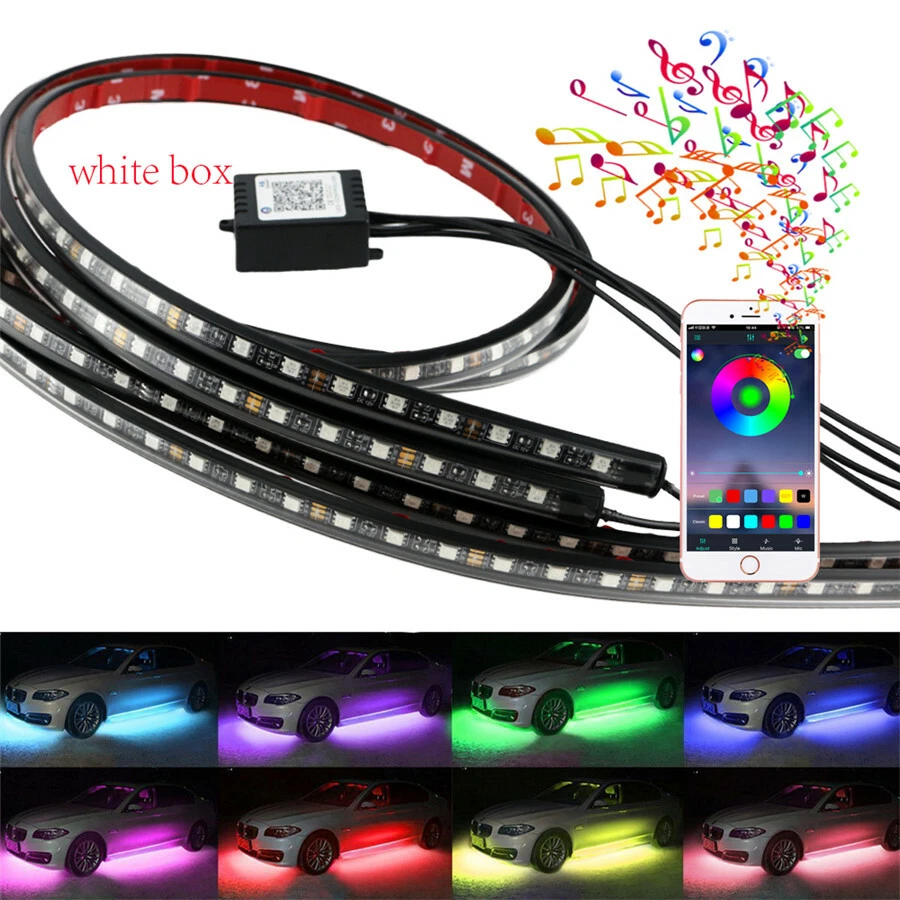 4x Flexible Colorful Chassis Lamp 5050 SMD LED Light Strip 210 Model APP Control - Image 2 of 4