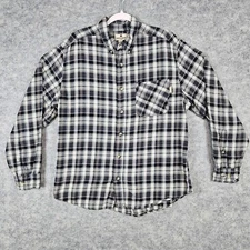 Woolrich Men's Windowpane Flannel Shirt Size L Long Sleeve Button Up/Down FLAWS