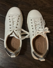 Maurices Kendall Lace Up Sneaker White Silver Metallic Accents Manmade Upper