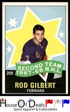 1968-69 O-Pee-Chee #209 Rod Gilbert New York Rangers NHL Hockey Card