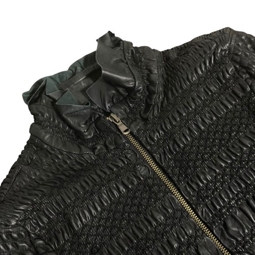Red Valentino leather jacket, sheepskin, gathered, ruffled, 3/4 sleeve good - Picture 16 of 24