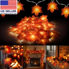 2 Pack Thanksgiving Maple Leaf String Lights, Total 20FT 40 LED Battery Operated