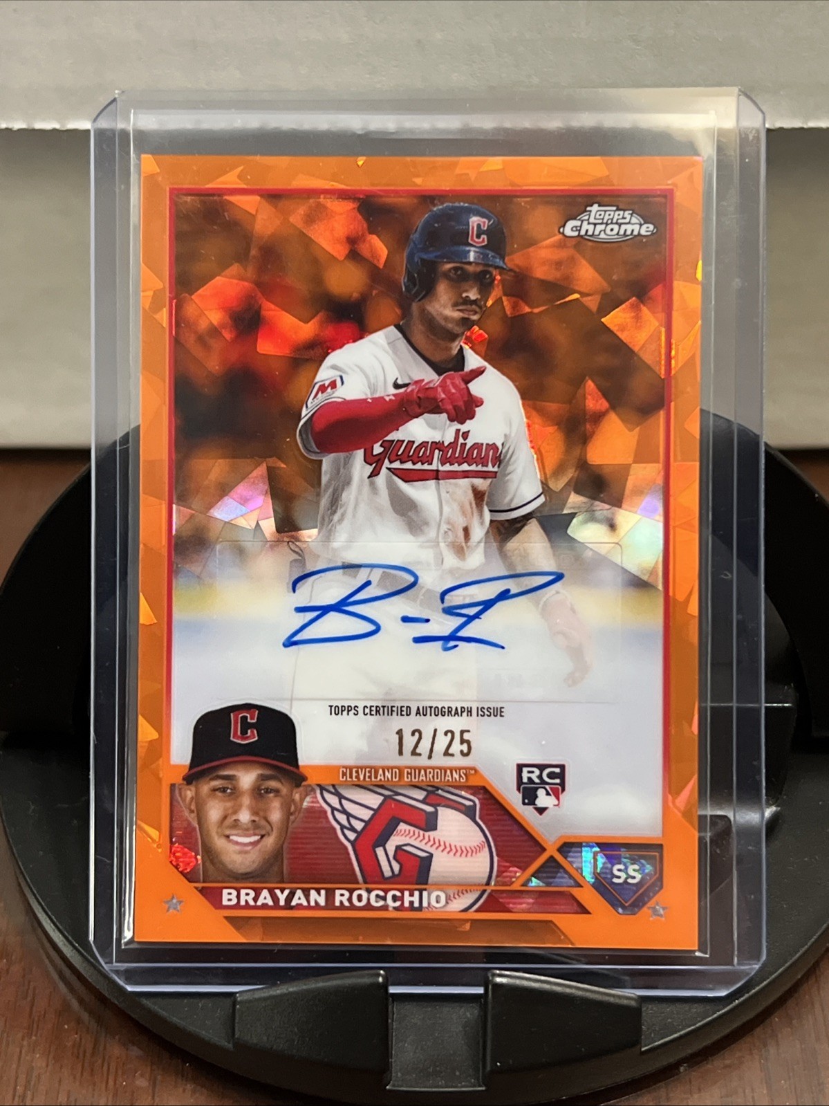 BRAYAN ROCCHIO 2023 TOPPS CHROME UPDATE ORANGE SAPPHIRE RC AUTO /25 CLEV ELAND